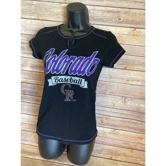 Colorado Rockies Shirt Womens Size Medium Baseball Short Sleeve Campus Lifestyle - Picture 5 of 9